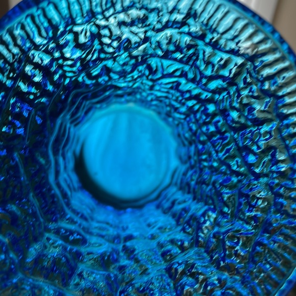 Stunning 1970s vintage bark texture vase blue turquoise - Picture 3 of 10